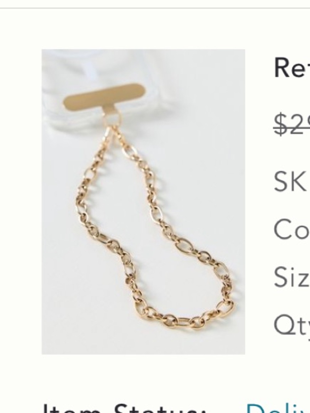 Anthropologie Gold Retro Phone Chain